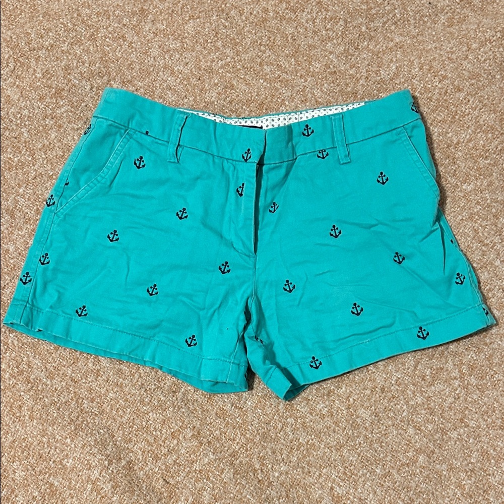 British Khaki Turquoise Anchor Embroidered Women’s Shorts